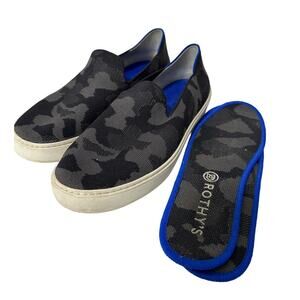 Rothys The Original Black Gray Camo Slip on Sneaker Shoes Womens Size 8 Casual